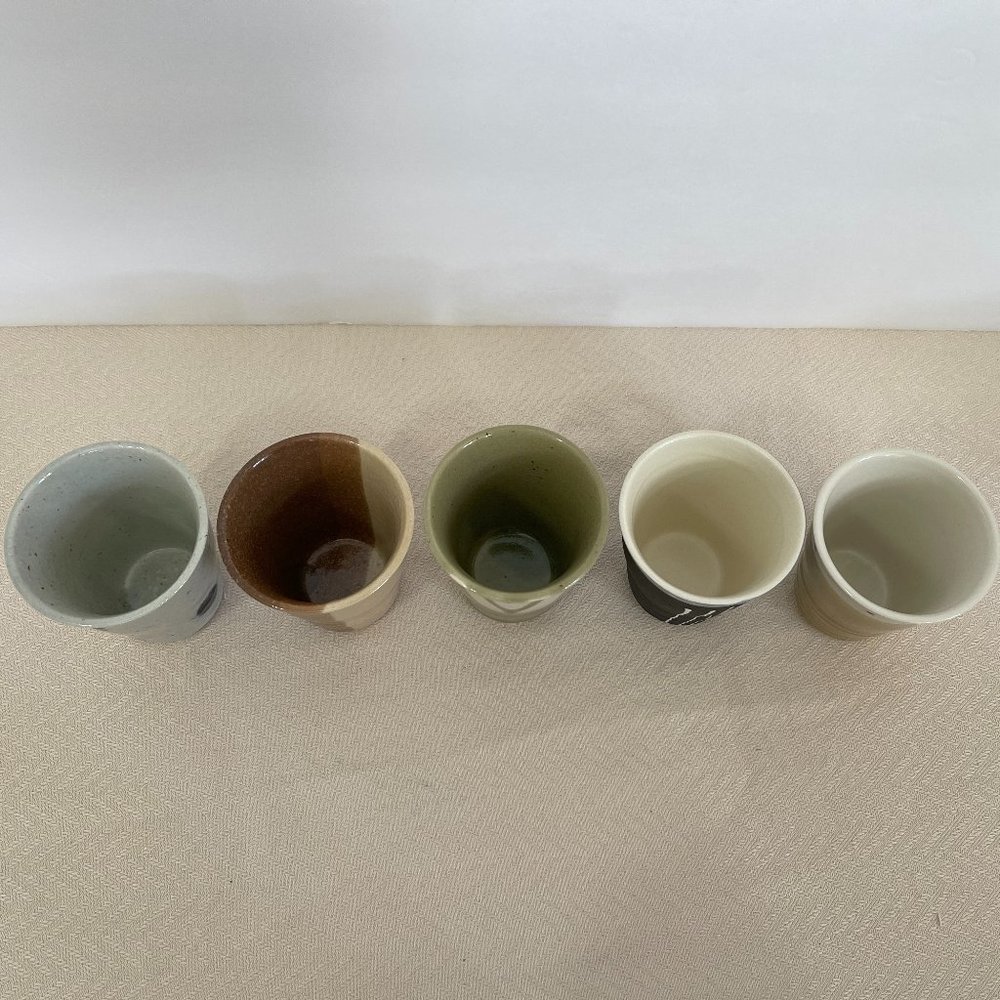 Japanese Yunomi Style Ceramic Tea Cup Set, 5-pcs - Picture 3 of 7
